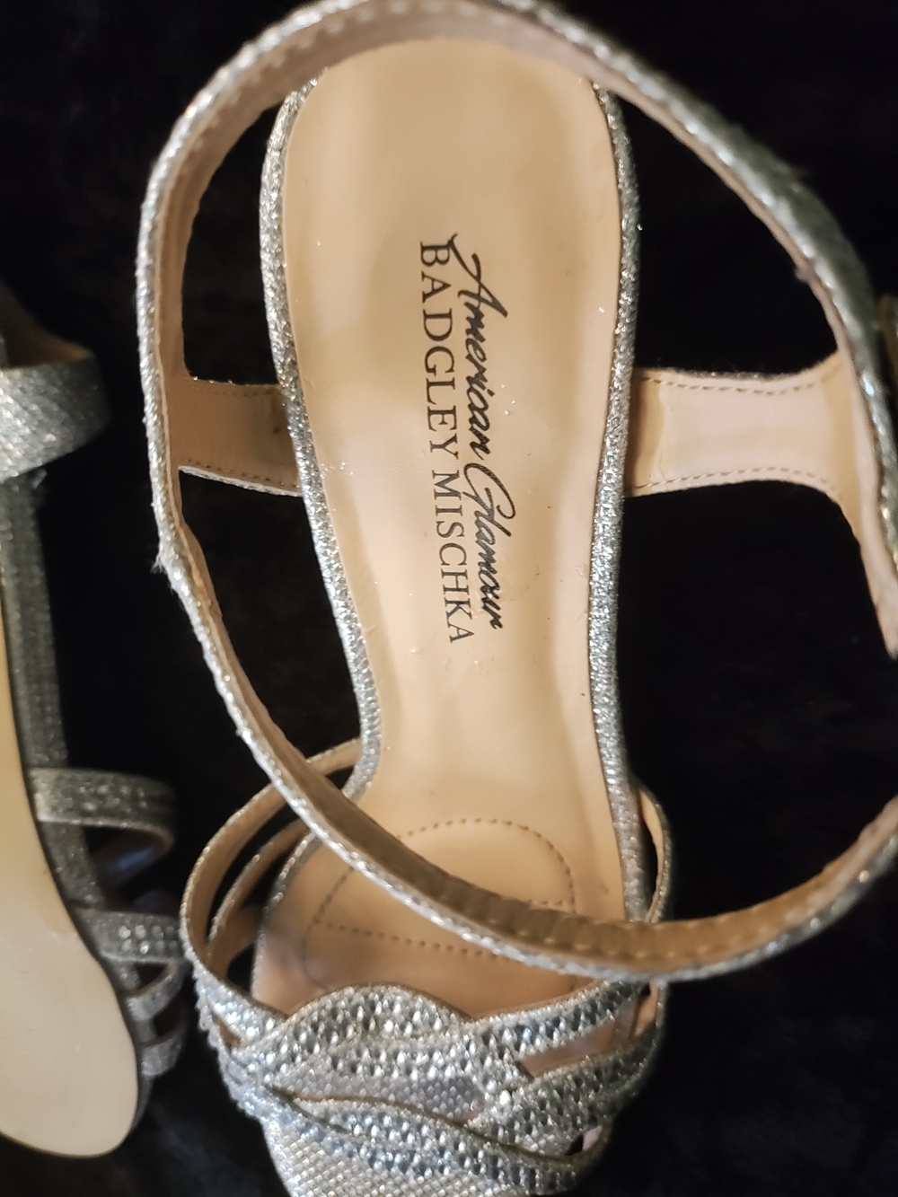 Badgley Mischka Silver Crystal Open-Toe Heels - Picture 4 of 4
